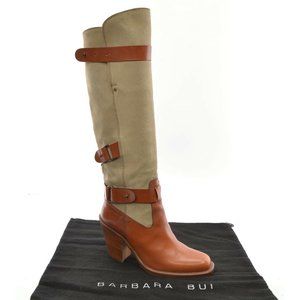 Barbara Bui Brown Leather Buckle Knee Boots 36 New